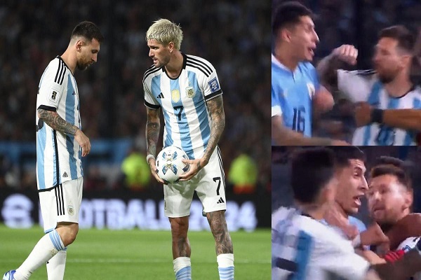 阿根廷世预赛2-0乌拉圭，梅西怒掐姆奥利维亚脖子